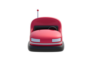 Electric bumper car isolated on white background. Amusement park equipment. Front view. 3d render