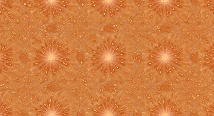 Abstract orange pattern with floral design and textured background