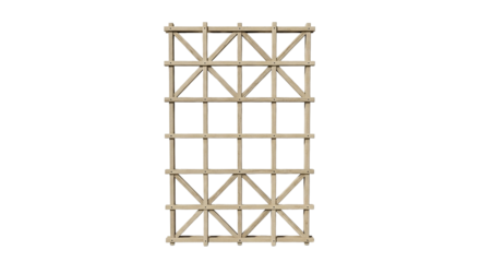 Wooden trellis isolated on transparent background, perfect for climbing plants