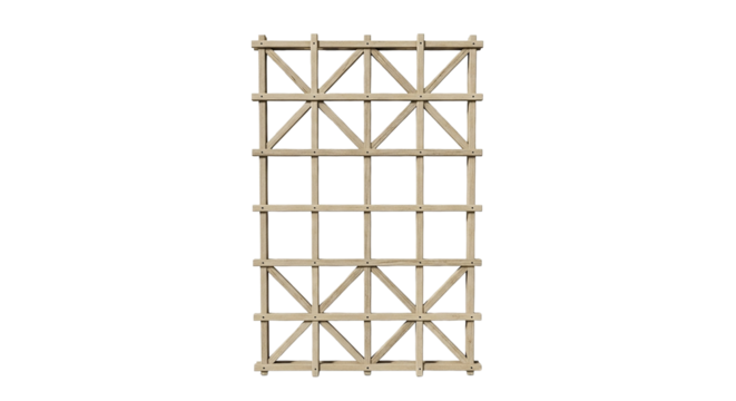 Wooden trellis isolated on transparent background, perfect for climbing plants