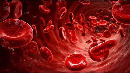 red blood cells flowing through vein - Powered by Adobe