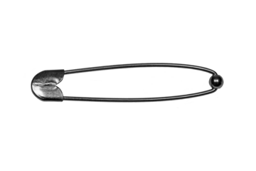 Metal safety pin Isolated  close-up. 