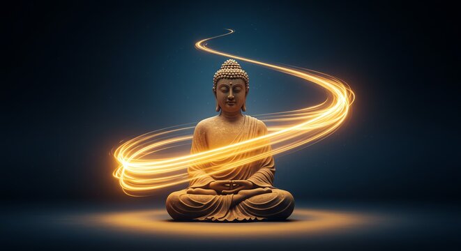 Enlightened Buddha Light Trails Meditation Spirituality Nirvana Peace