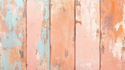 Obraz premium A close-up of weathered wooden planks in pastel colors, ideal for backgrounds, rustic themes, or to convey vintage aesthetics in design projects, home decor, or marketing materials,
