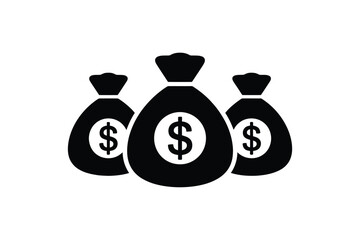 Three black money bags with dollar signs