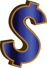 Blue chrome dollar icon for investment company