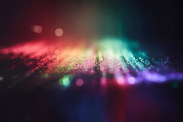 Abstract dark blue night sky backdrop with colorful glowing aurora borealis light loop design