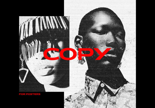 B&W Copy Print Poster Photo Effect Mockup