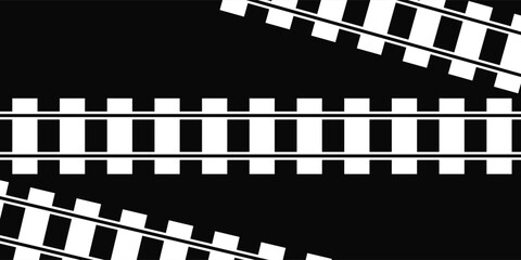 Railway Line, Rails Symbol, Train Tracks Sign, Railroad Pictogram, Railway Track Silhouette. eps 10 illustration