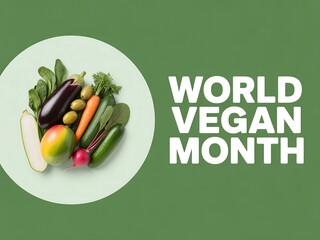 Celebrate world vegan month with a vibrant plate of fresh healthy vegetables and fruits