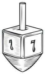 Obraz premium Graphic Hanukkah Dreidel Illustration - Jewish Holiday Icon Symbol