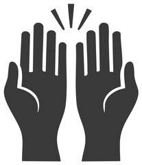 Obraz premium Two hands raised high in celebration with glowing sparkle lines representing success and achievement
