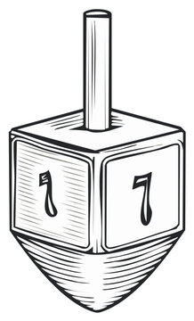 black and white dreidel spinning clip art preview
