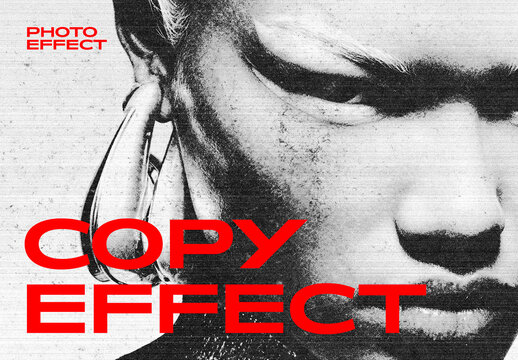 B&W Copy Print Photo Effect Mockup