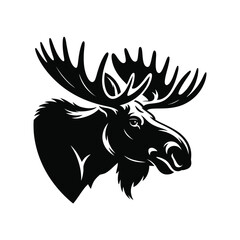 Majestic moose head silhouette with large antlers