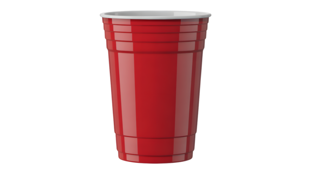 Classic red party cup ready for fun, offering festive vibes for gatherings and celebrations, evoking memories of good times and carefree moments