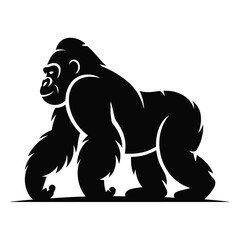 Silhouette of a powerful silverback gorilla in profile