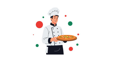 Chef Proudly Presenting a Delicious, Freshly Baked Pizza with Italian Culinary Delight