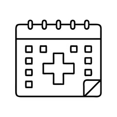 Medical appointment calendar icon for healthcare scheduling and doctor visit reminder and planning tool