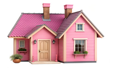 wooden house isolated on white background