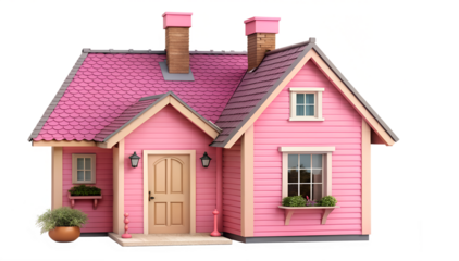 wooden house isolated on white background