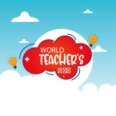 happy Teacher day with Cloud background