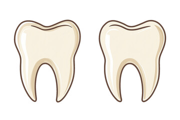 Tooth icon illustration in flat and linear design, isolated on white background. Perfect for dental, oral care, healthcare, and medical design projects.