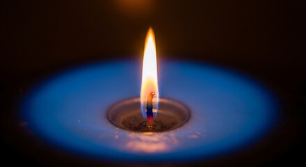 Minimalist Candle Icon with Soft Blue Circular Aura