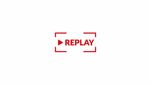 Replay button icon animation on transparent background, Replay icon video for Live broadcaster, action replay Animation icon and button with alpha channel in 4k.