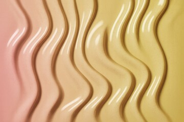 Smooth wavy texture created by layers of pastel-colored material in an artistic display