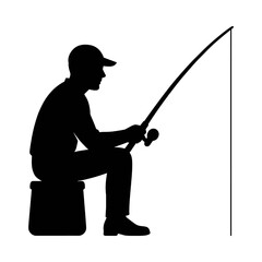 fisherman silhouette in transparent background 
