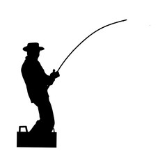fisherman silhouette in transparent background 