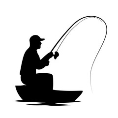 fisherman silhouette in transparent background 