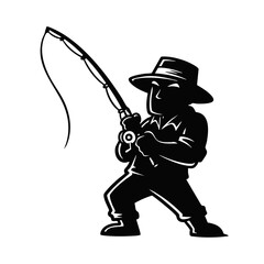fisherman silhouette in transparent background 