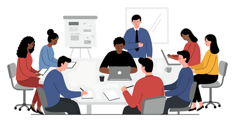 Adult Learners Business Course Vector. Minimalist Evening Education Design.