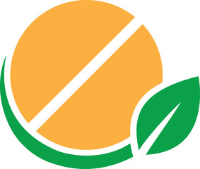 Pill with leaf icon, medicine and nature concept