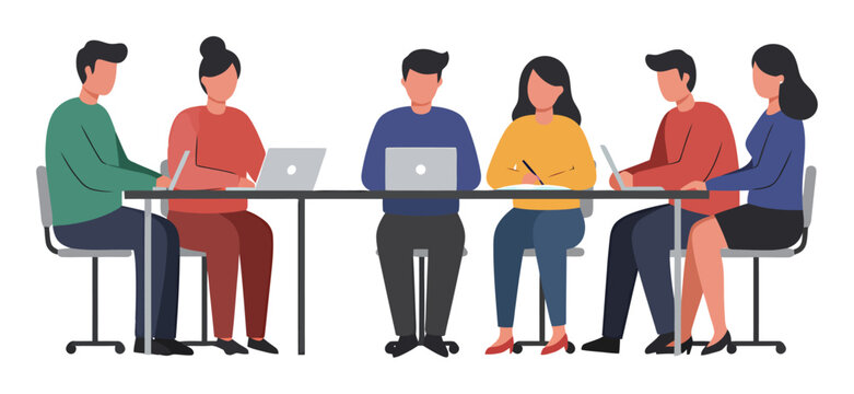 Adult Learners Business Course Vector. Minimalist Evening Education Design.