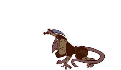 Hand Drawn Rogue Kobold Character Illustration with Dagger on White Background