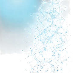 Abstract Network of Blue Lines and Dots on White Background illustration