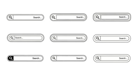 Collection of Minimalist Search Bar User Interface Elements for Digital Design Applications and Websites