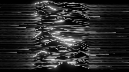 Abstract wave lines background. Minimalist pulsar graph pattern.