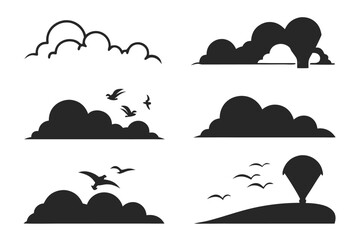 Minimalist cloudy horizon layers icon set
