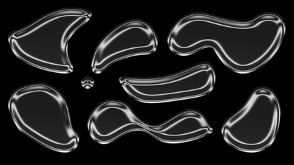 Abstract Liquid Shapes on Black Background – Glossy 3D Fluid Art