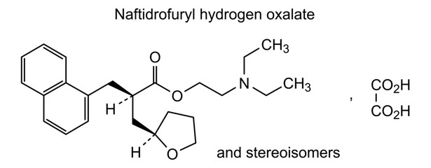 Chemical structure of naftidrofuryl hydrogen oxalate, drug substance