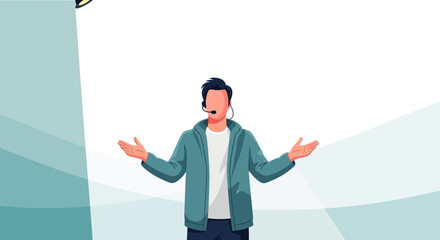 Customer Support Representative Presenting Information and Providing Assistance to Customers