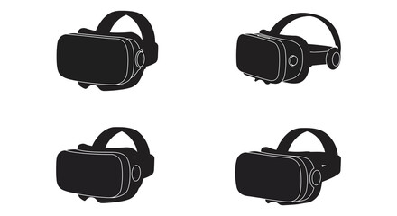 Four black vr headset icons arranged in a square pattern