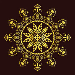 Intricate Golden Mandala Ornament on Dark Background