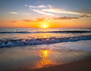 Dramatic sunset over ocean beach