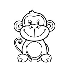 Monkey illustration coloring page - coloring book for kids