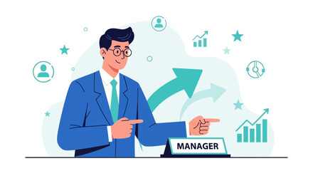 Corporate Manager Illustrates Progress, Illustrating Success And Future Trajectory
